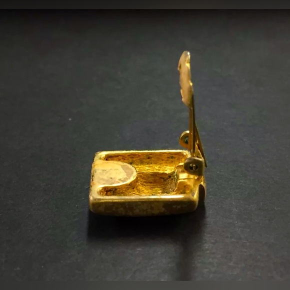 AUTH VINTAGE CHRISTIAN DIOR CD RHINESTONES CRYSTAL CLIP ON EARRINGS JEWELRY GOLD - Picture 5 of 7